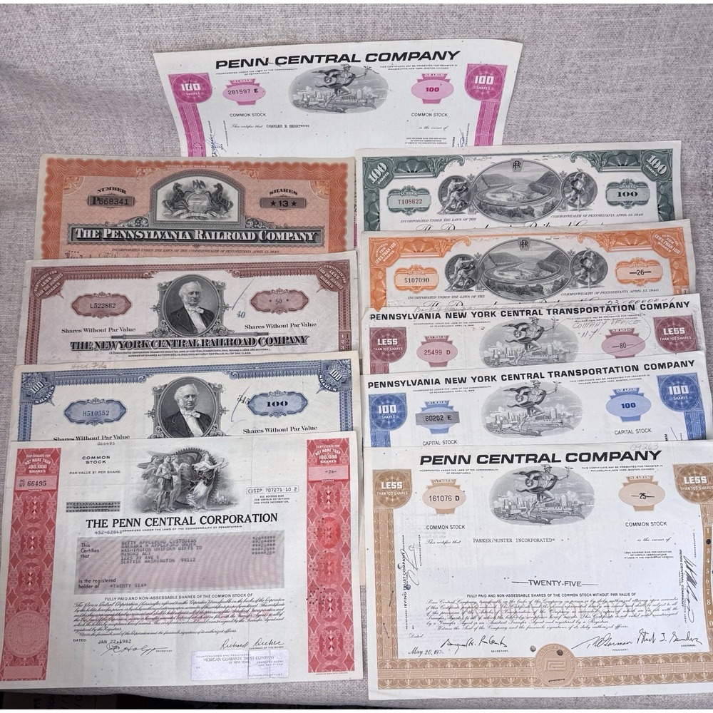 Lot Of 9 United States Vintage Paper stocks & bonds certificates 1930-1982